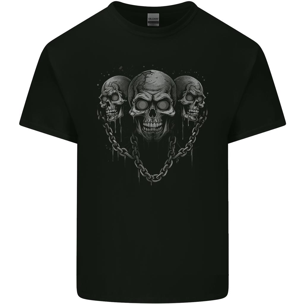 Three Skulls With Chains Heavy Metal Rock Music Unisexs Light Cotton TShirt