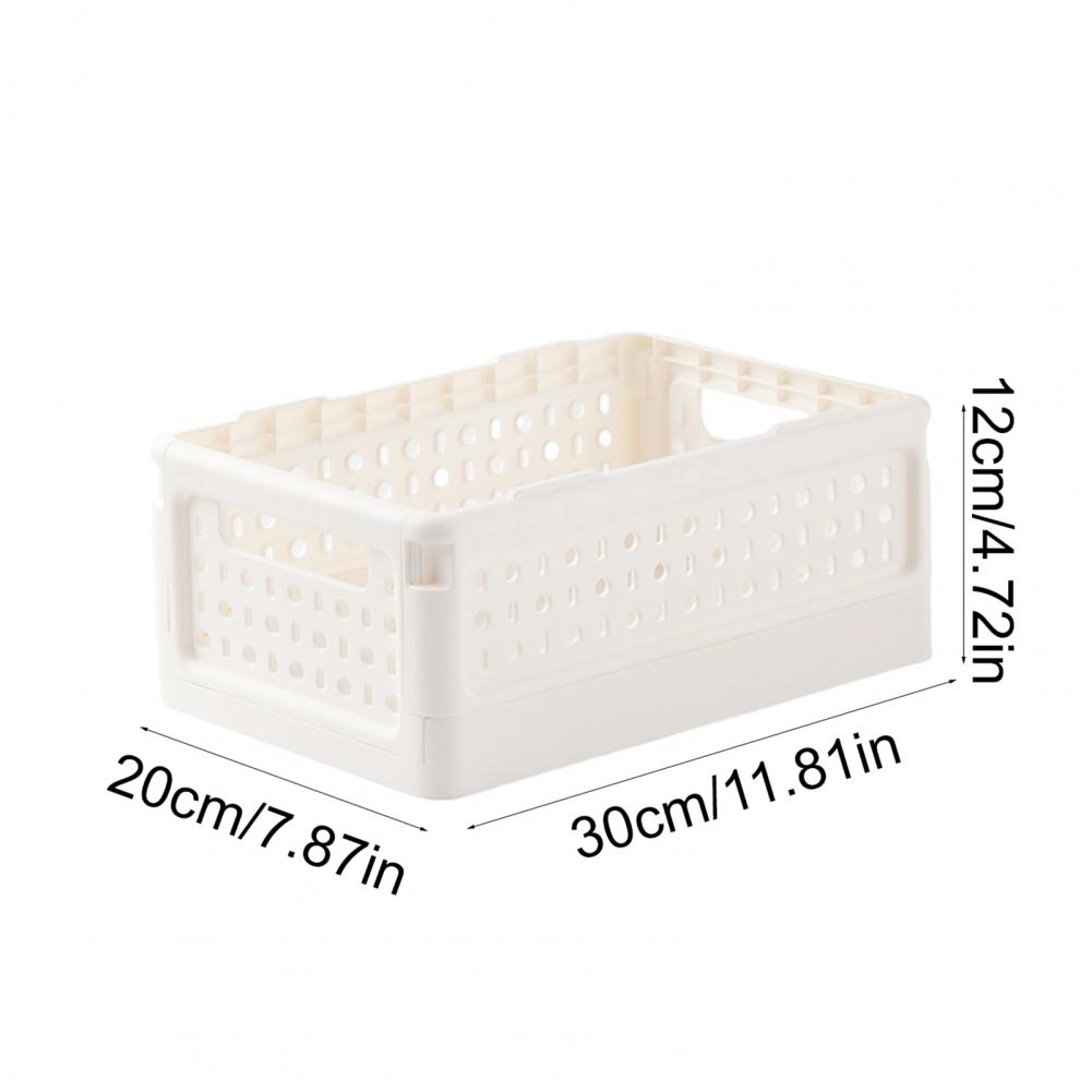 Foldable Storage Basket Stackable Collapsible Basket Folding Desktop Organizer With Handles For Snacks Cosmetics Laundry Cabinet