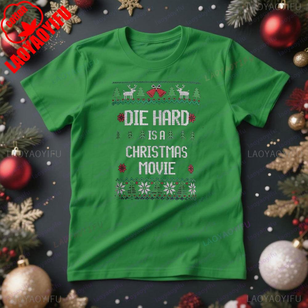 Die Hard Is A Christmas Movie Tshirt Funny Christmas Theme Shirt Men Daily Life Casual Cotton Tee Oneck Hot Sale Xmas Tops