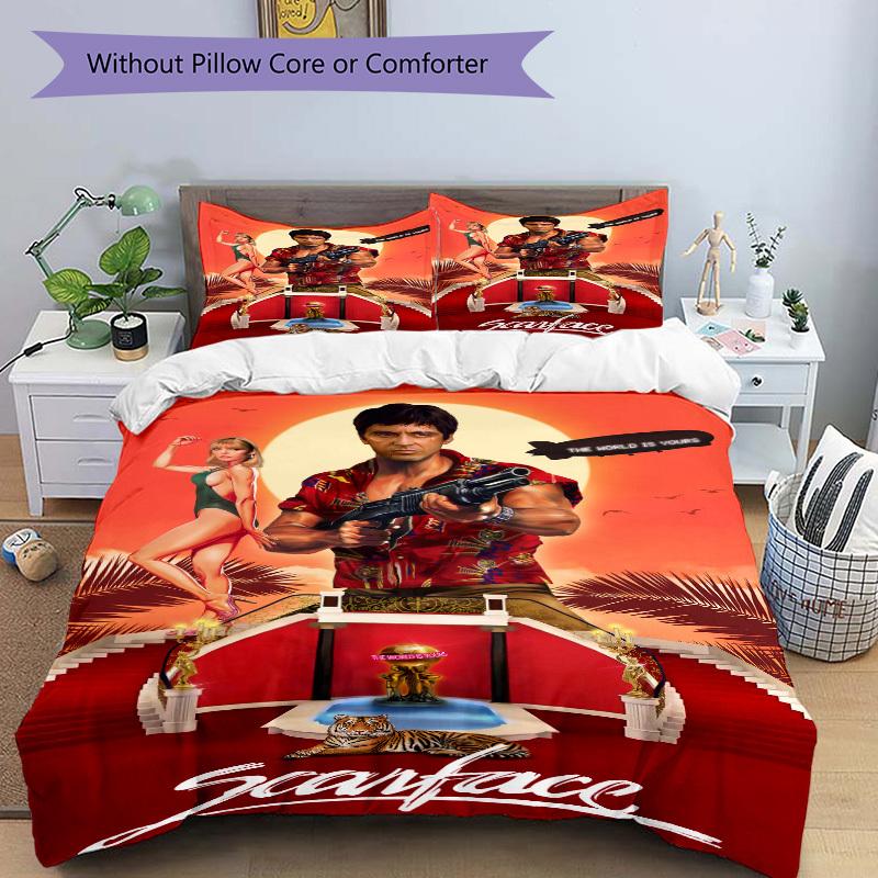 Scarface Filmplakat Bettwäsche-Set Bettbezug Geschenk für Schlafzimmer, Enthält 1 Bezug und 2 Kissenbezüge, Ohne FüllungB303