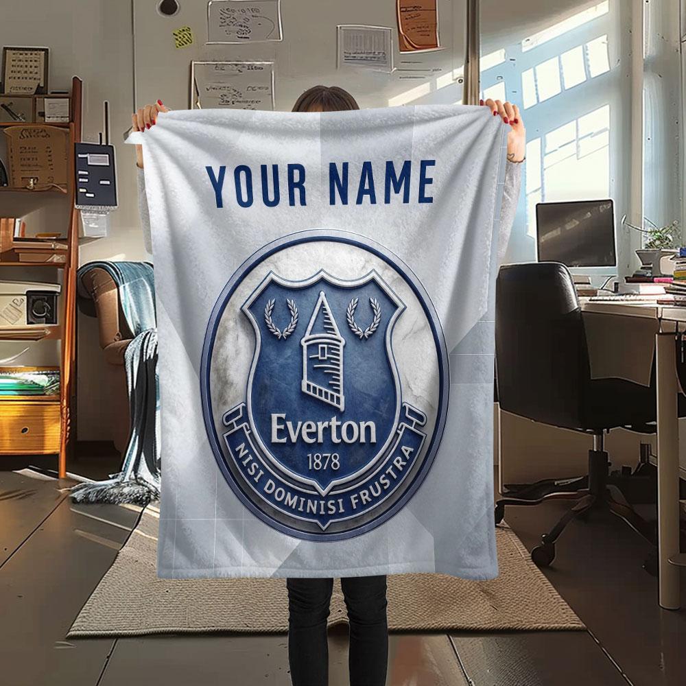 Custom Name,Everton FC Printed Flannel Blanket, soft throw for bedroom sofa, washable, Christmas present, great gift.