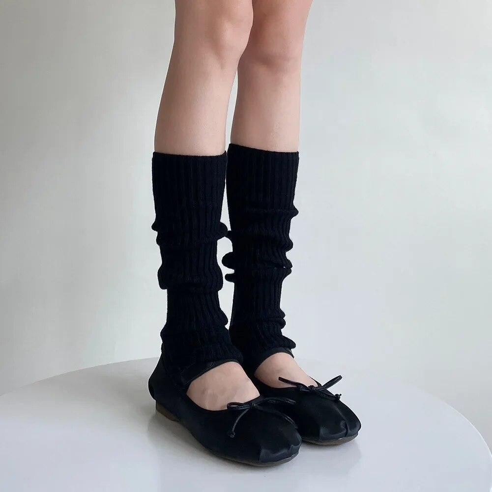 

Шерстяные кашемировые женские гетры, осенне-зимние теплые вязаные гольфы, гетры в стиле Лолиты для девочек, однотонные гетры, чулки