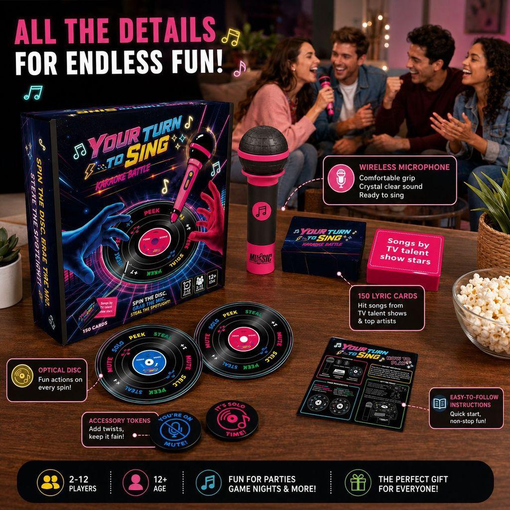 Gioco Karaoke Battaglia Grabthemic con Microfono Interattivo per Divertimento in Festa