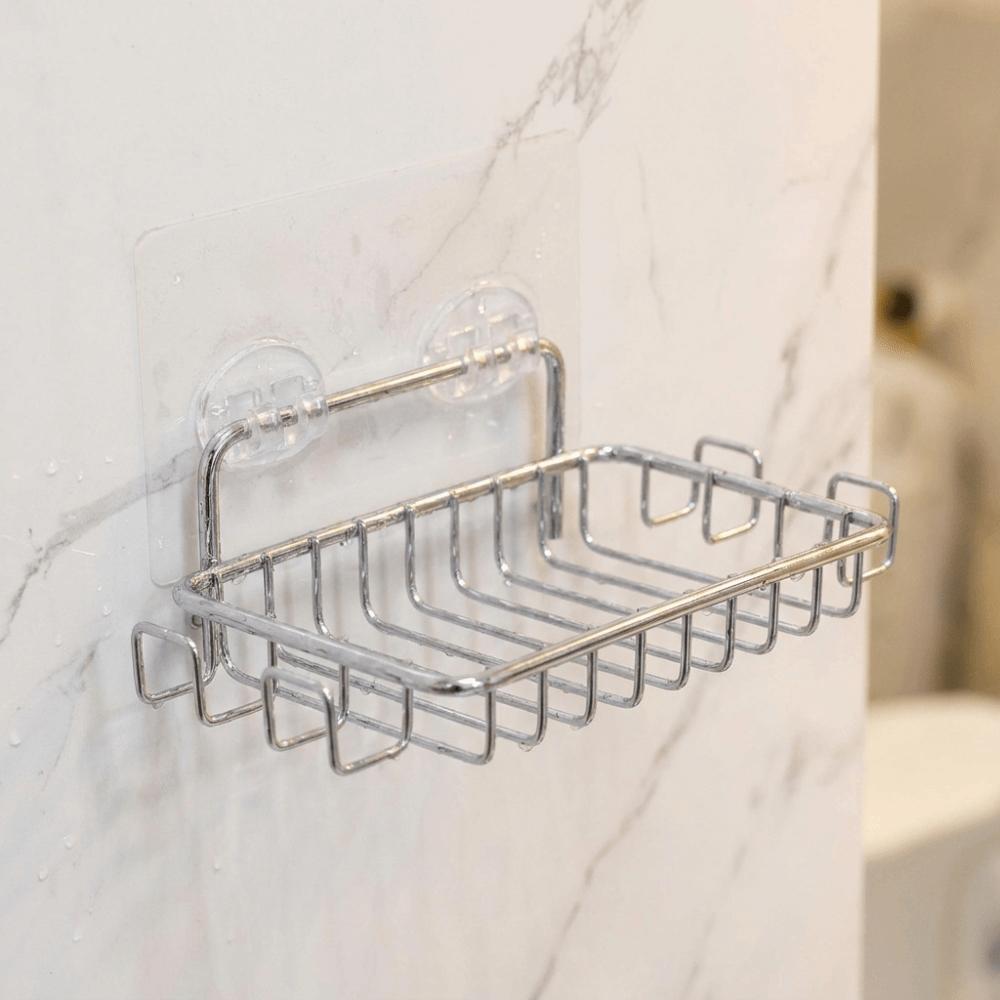 Hollowed-out Wall Mounted Soap Dish with Hooks Soap Holder Drain Rack Soap Rack  Kitchen