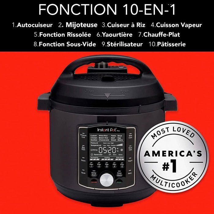 Cuiseur électrique multifonctionnel instant pot pro 10-en-1 - 1200 w - noir - 5,7 l