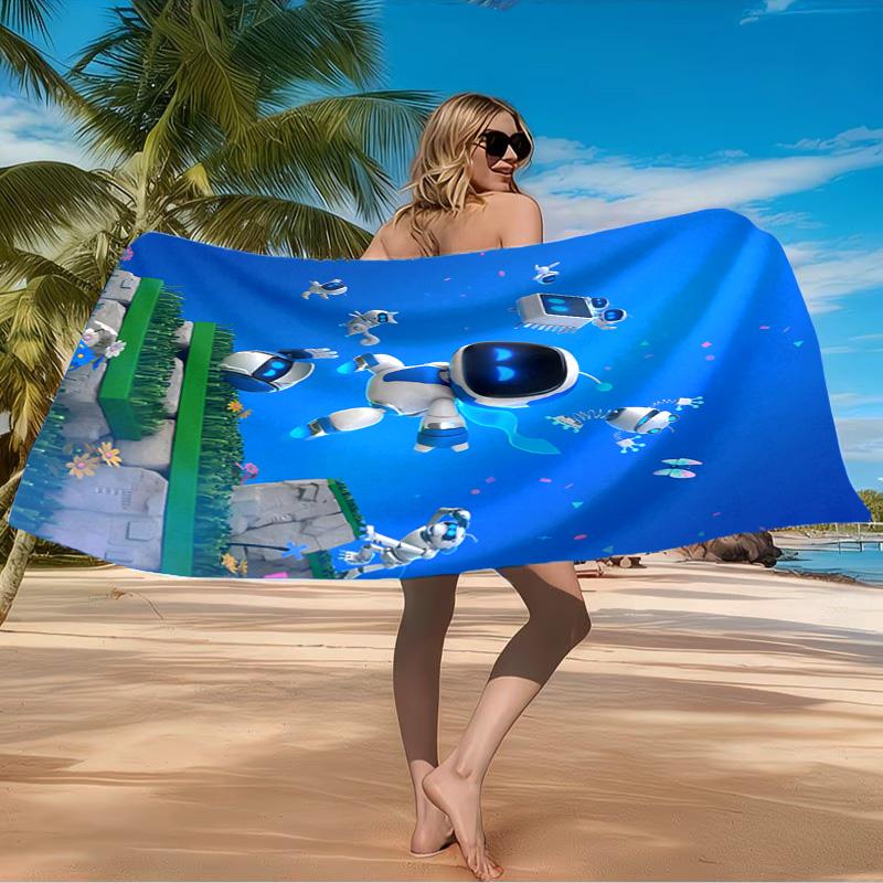 Weltraumabenteuer Roboter Strandtuch Mikrofaser Strandtuch, Leicht und Schnelltrocknend, für Sommerreisen, Schwimmbad Fan Geburtstagsgeschenk