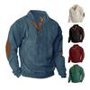 Men Tops Stand-Up Collar Buttons Half Placket Long Sleeve Pullover Tops Lightweight Loose Fit Casual Shirt Daily Wear
