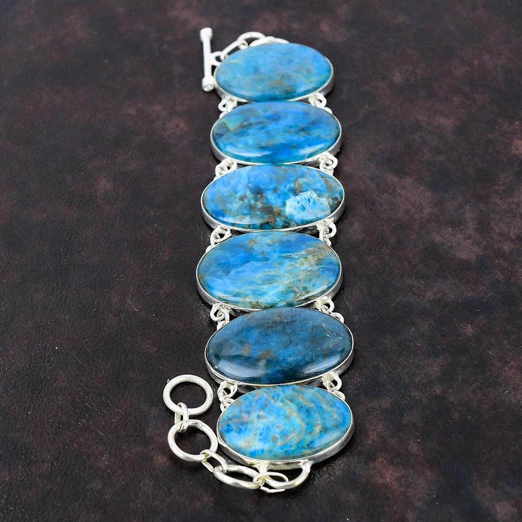 Brățară neon apatit Brățară lucrată manual Brățară din argint 925 Brățară cu lanț reglabil Bijuterii cu pietre prețioase de calitate superioară Cadou de aniversare