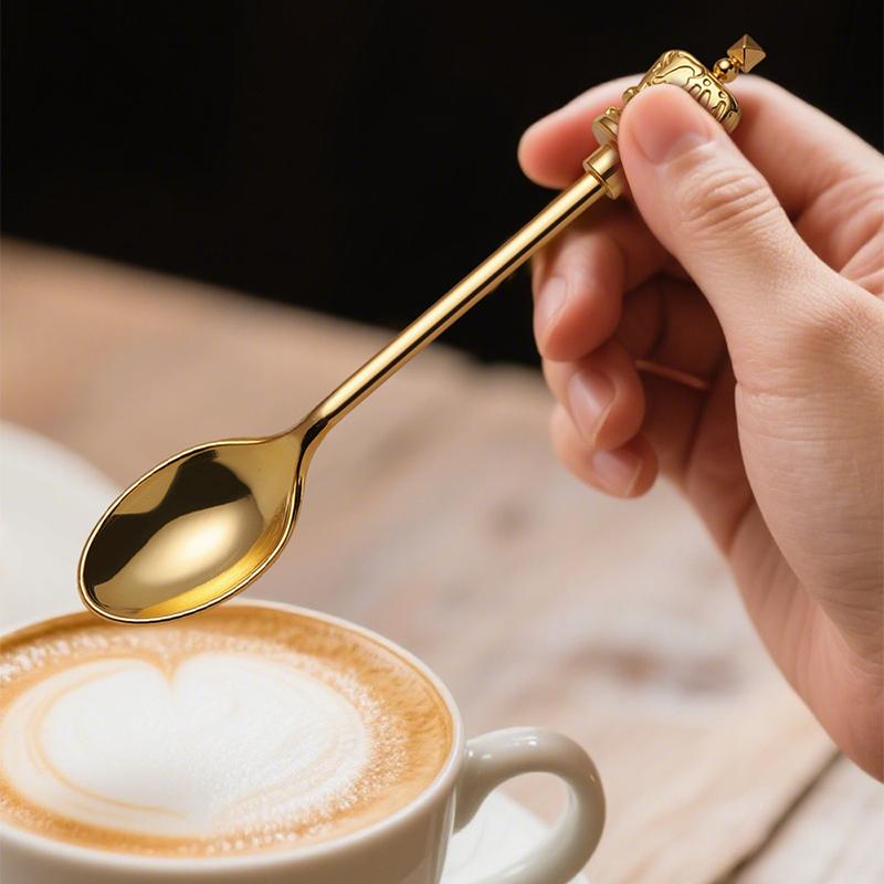 6pcs Coffee Spoon Zinc Alloy Vintage Crown Fan Design Stirring Spoon Cake Dessert Ice Cream Scoop Sugar Honey Teaspoon Set