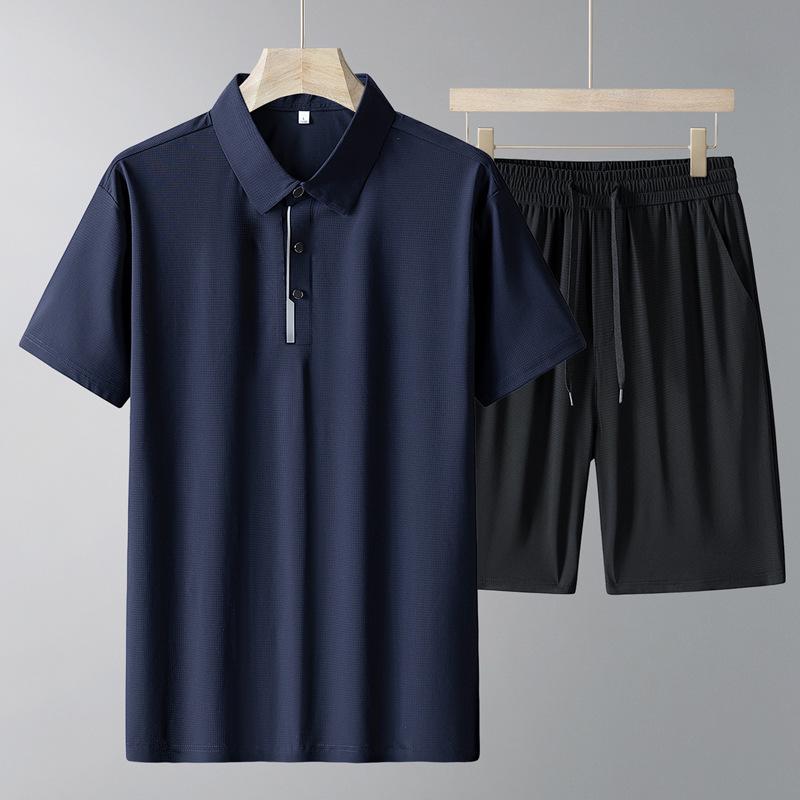 Men's Ice Silk Casual Polo and Shorts Sports Set