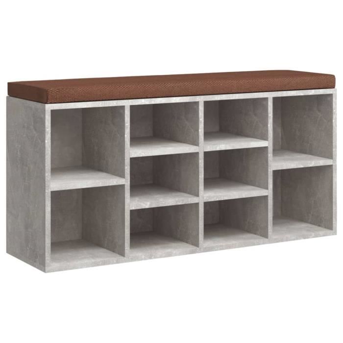 342610 vidaXL Banc à chaussures Gris béton 103x30x48 cm Bois d'ingénierie