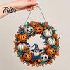 Elegant Holiday Ornament Fall Pumpkin Sunflower Wreath Hanging Decor, Acrylic Hand Painted Festive Party Decoration Window Ornament, Thanksgiving