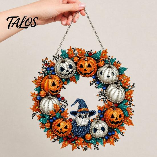 Elegant Holiday Ornament Fall Pumpkin Sunflower Wreath Hanging Decor, Acrylic Hand Painted Festive Party Decoration Window Ornament, Thanksgiving