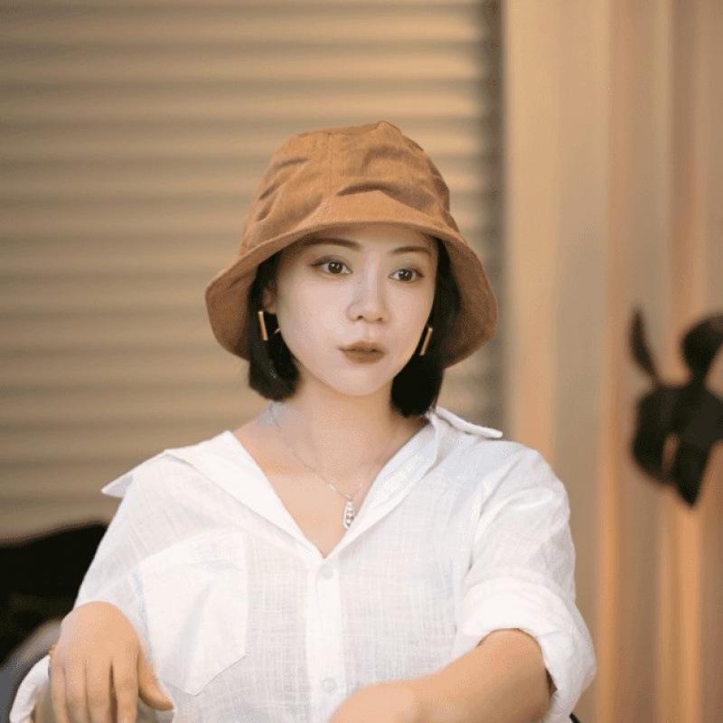 

Women s Retro Pleated Bucket Hat - Versatile Autumn/Winter Sunshade & Sun Protection хакі
