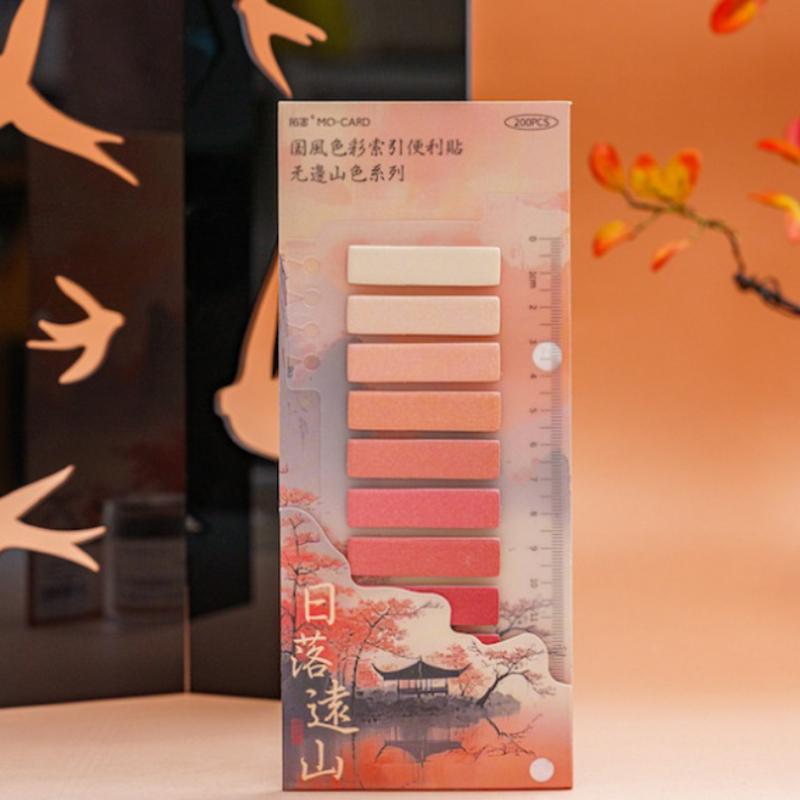 200Pcs Chinese Style Writable Sticky Notes Office Accessories Color Index Posted-It Notes Student Stationery Journaling Supplies