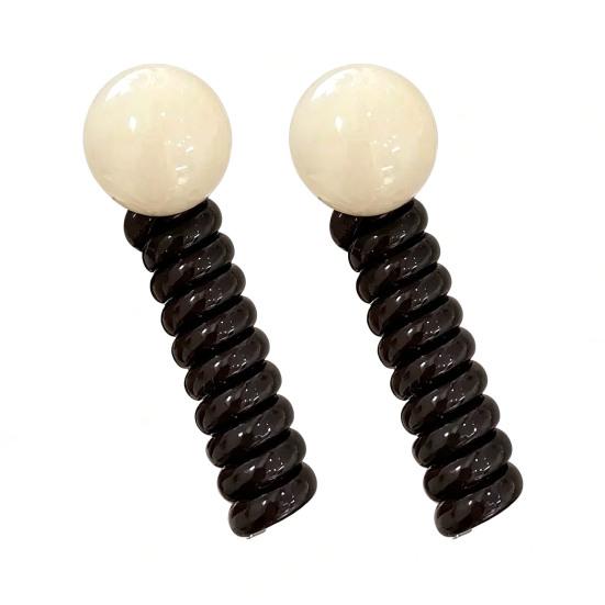 2Pcs Hair Tie for Women, Spiral Design Hair Bands, Thick Elastic Hair Ropes for Ponytails Buns, No Pulling or Snagging Large Bead Hair Tie
