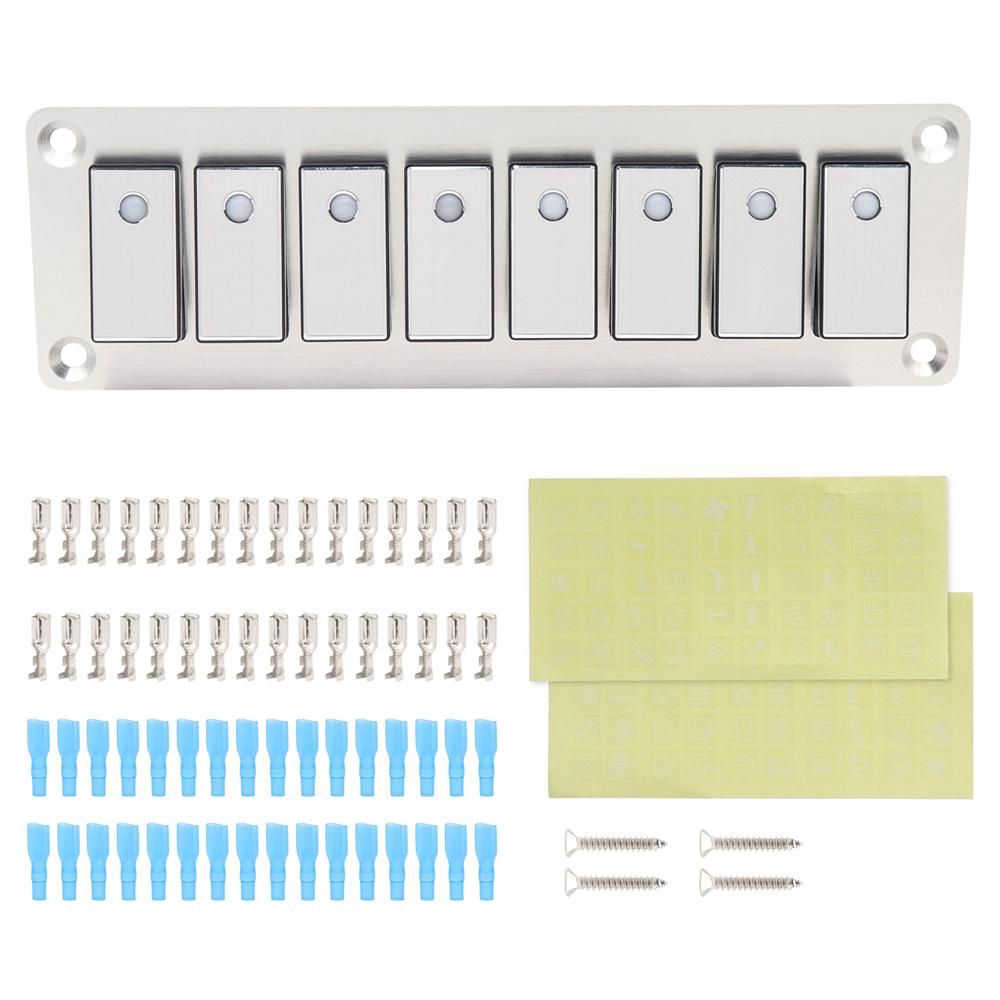 8 Rocker Switch Panel Switch Panel with LED Light For Boat Car