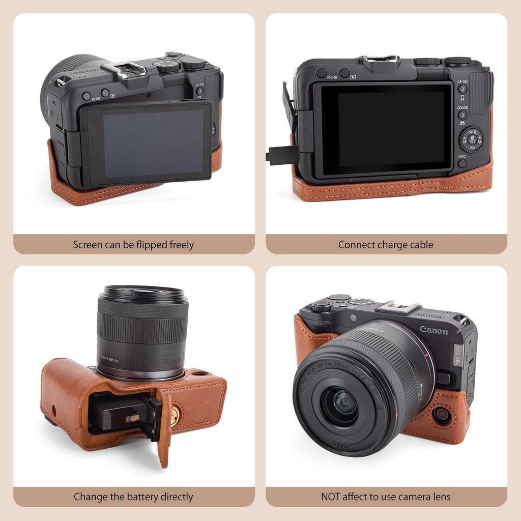 Kinokoo Canon EOS R50 V EOS R50 V PU Leather Protective Cover for EOS R50 Digital Camera with Detachable Carry Case with Adjustable Shoulder Strap