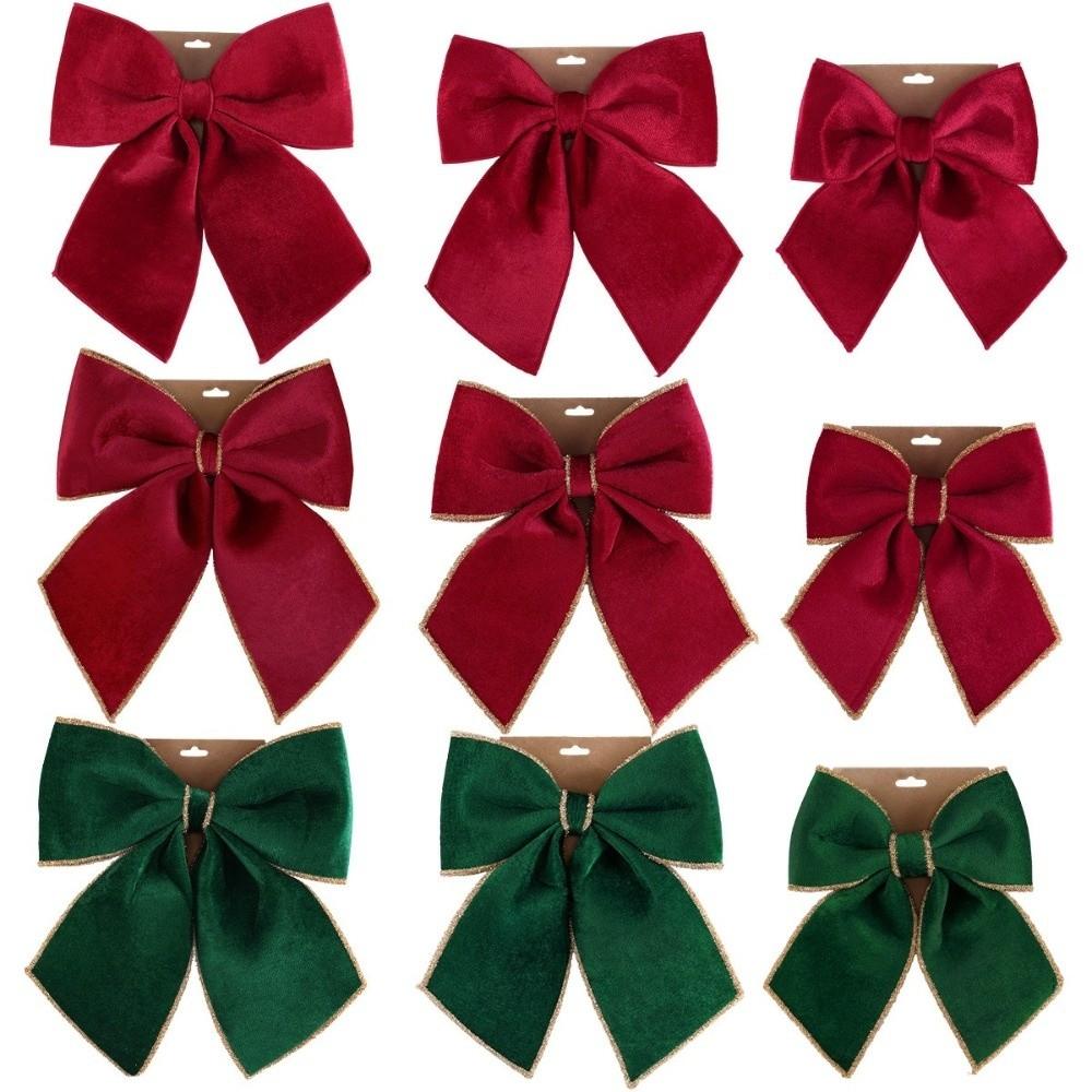 Solid Color Christmas Bow Ornament Velvet Xmas Gift Box Bow Christmas Tree Bows Christmas Decor