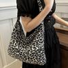 Leopard Print Canvas Bag Women's 2025 New Korean Version Large-capacity Messenger Bag Class Commute Shoulder Armpit Tote Bag