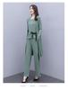 2023 Women's Fashion Three-Piece Set: Wide-Leg Pants, Temperament Coat & Casual Crop Top