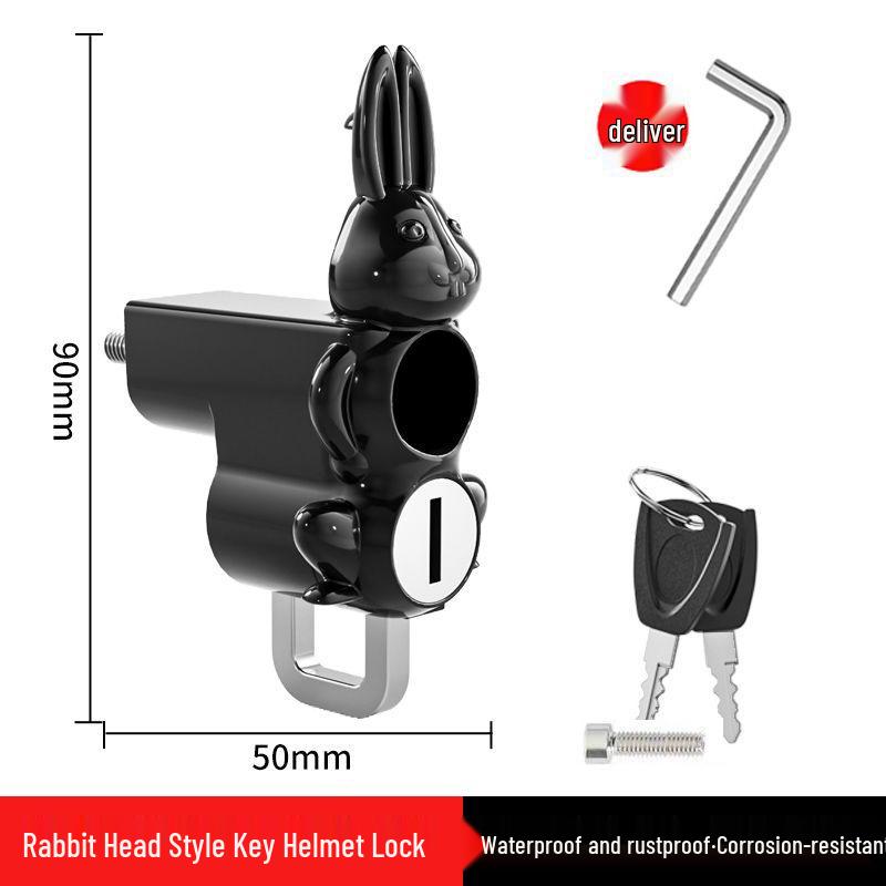 Electric Bicycle & Motorcycle Helmet Lock with Safety Buckle and Key Hook