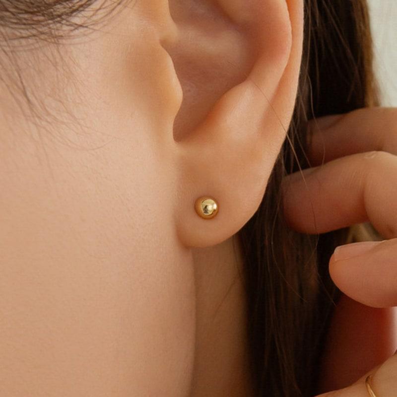 LUNNE 14k Mini Half Ball Stud Earrings (14k Gold) #LFE37