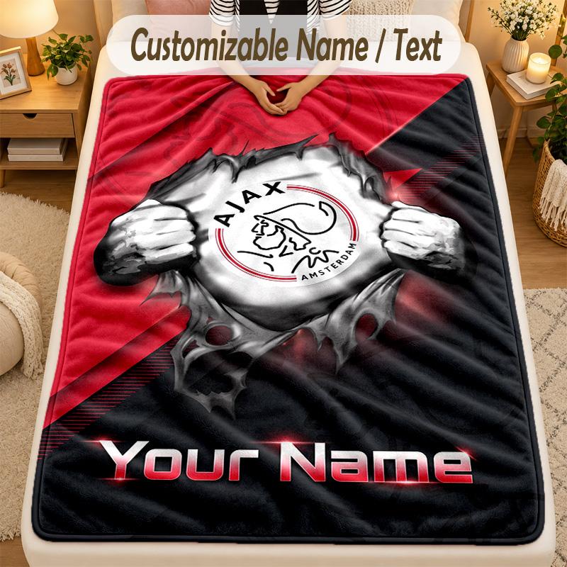 Flannel BlanketAjax Amsterdam Custom Name Text Personalized Soft Warm Throw Blanket Home Decor Gift