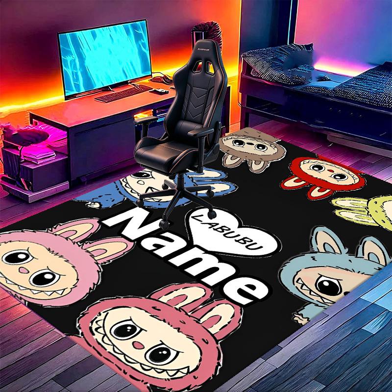 Custom Name Personalized Labubu Print Carpet, Versatile Home Decor Rug, for Playroom, Apartment, Balcony, Entryway, Hallway Gift