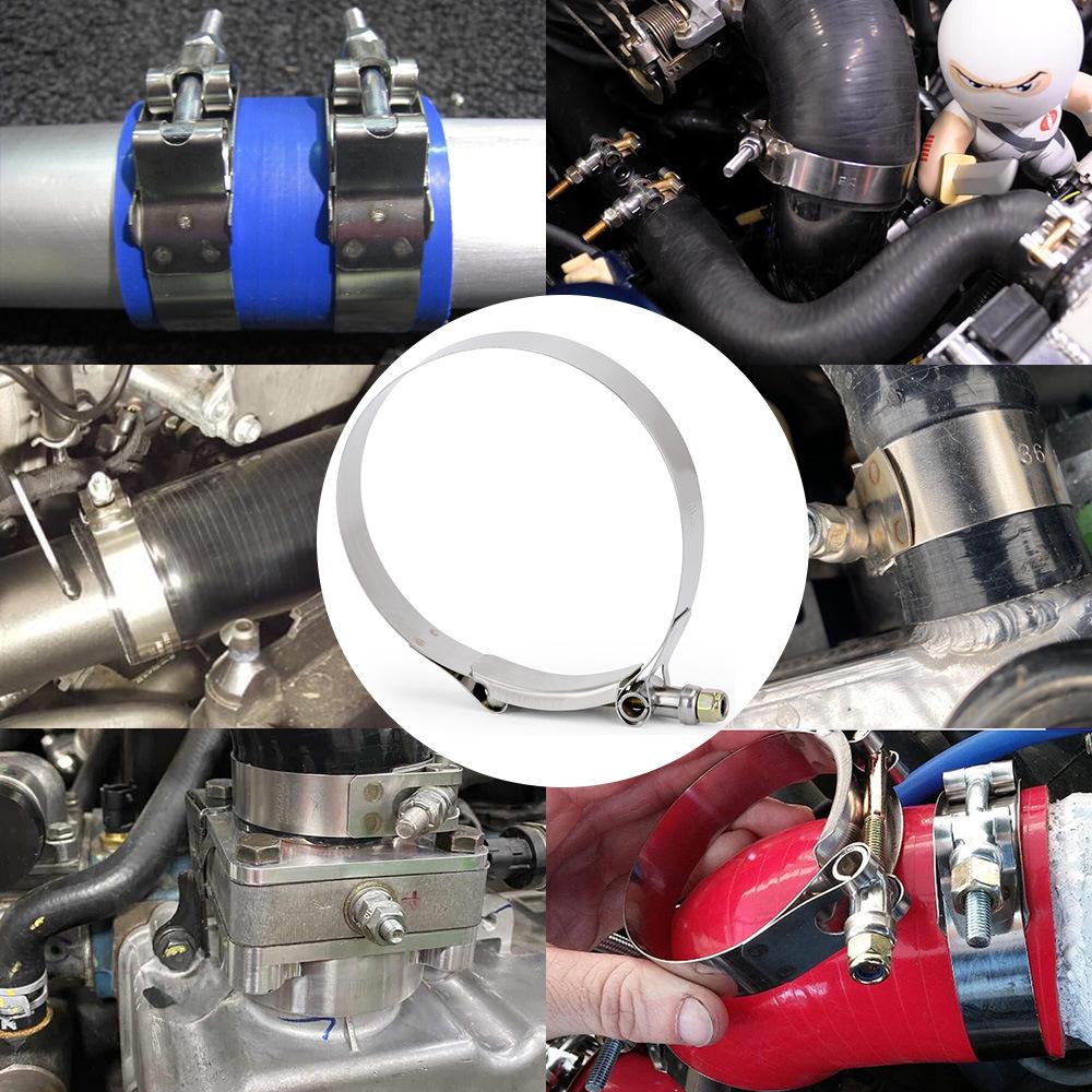 Stainless Steel 304T T-Clamp 4-Inch (105-113mm) for Silicone Turbo Hose, 2-Pack Car Exhaust