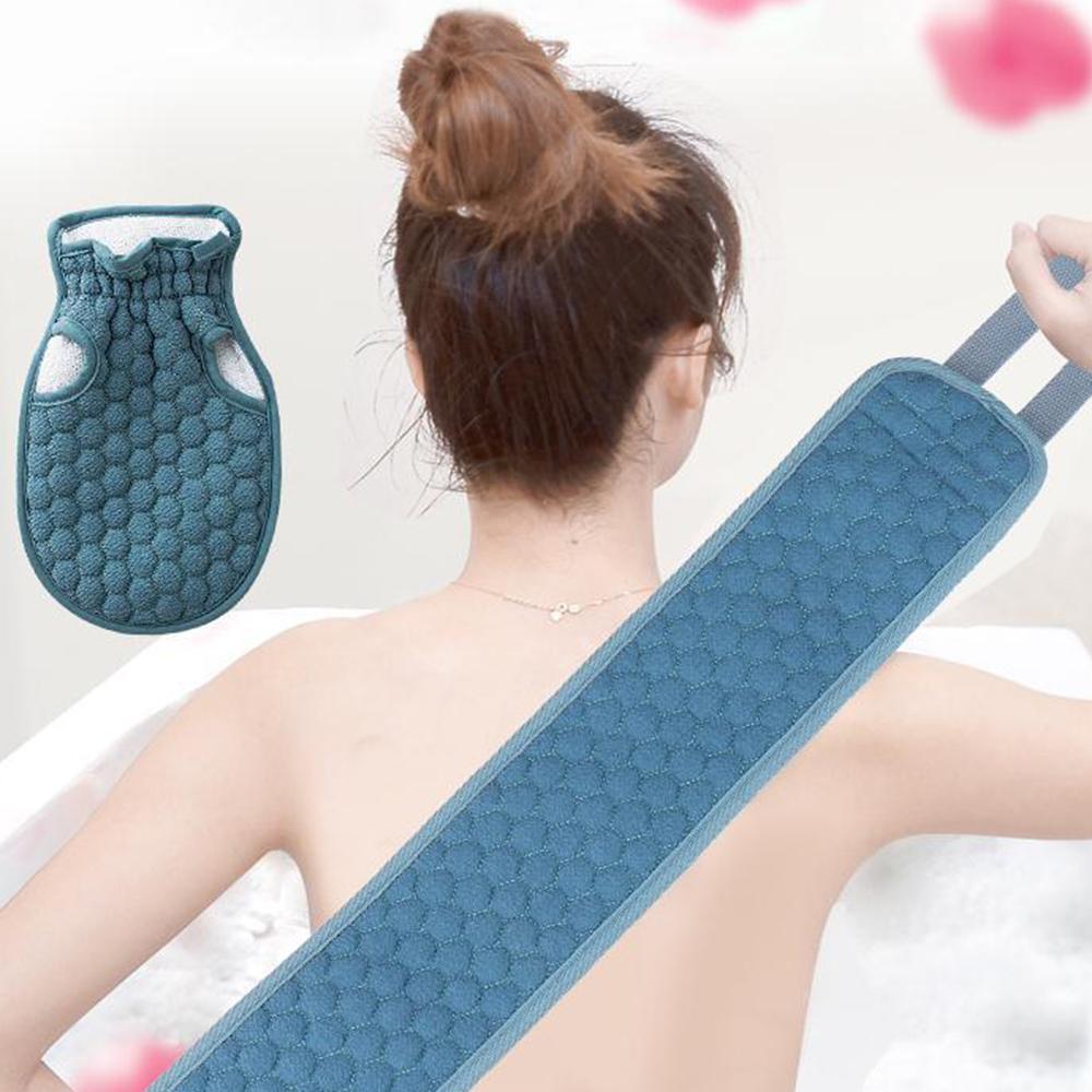

1 Set Fiber Cloth Body Exfoliating Bath Towel Back Skin Scrubber Strap Shower Bath Glove Blue