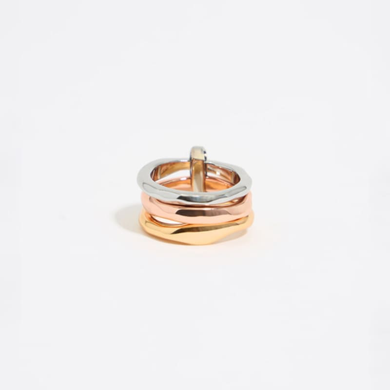 BIMBA Y LOLA [25SS] BIMBA Y LOLA Textured Multicolor Triple Ring_B255AIR006GOD