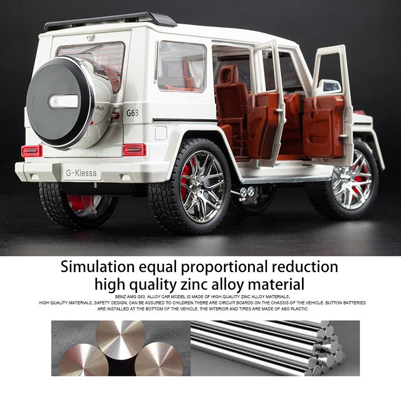 1/24 Scale Benz G-KLESSA AMG G63 Diecast Car Model Toy, Pull Back Toy Vehicle with Sound and Light for Kids Toddler Boys Girls Gift Collection