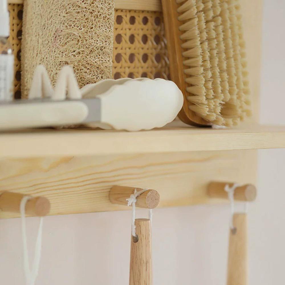 Solid Wood Wood Key Hook Space Saving Wooden Wall Shelf Door Back Clothes Hook  Entryway Decor