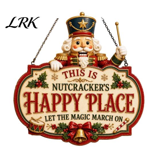 Christmas Bedroom Door Decor This Is Our Blessed Happy Place Sign, Welcome Front Durable Wooden Holiday Sign Hanger Decoration, Rustic Wall