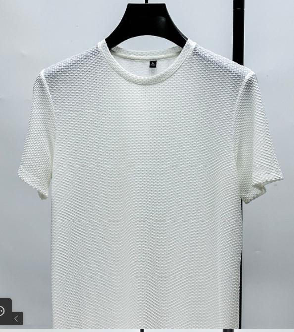 

Thin -joint Ice Silk T-shirt For Men, Short Sleeve XL білий