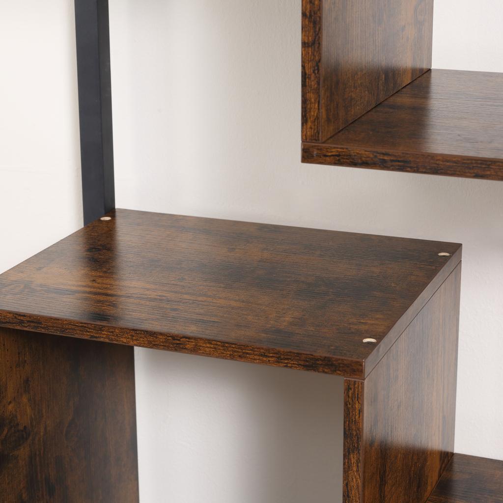 Bookcase Shelf Unit In Industrial Style with 2-Door Cabinet, Space-Saving 8-Shelf Unit for Home and Office, 70x30x180cm, Brown