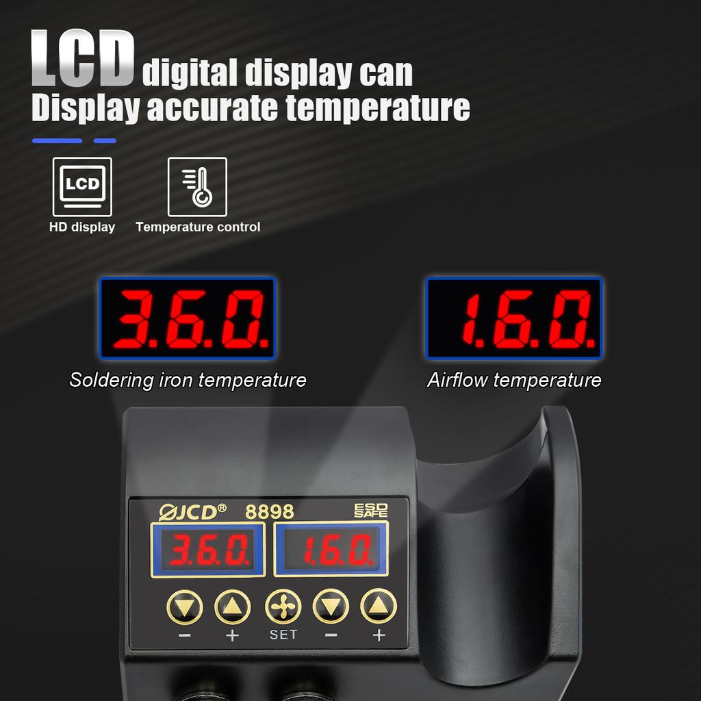 8898 Soldering Station  2 in 1 Digital Display Hot Air Gun Solder Iron Welding Rework For Cell-Phone BGA SMD PCB IC Repair Tools
