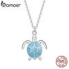 Bamoer 925 Silver Sky Blue Enamel Turtle Pendant Necklace Cute Animal Adjustable Necklace for Women Fine Jewelry SCN446