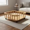 Wooden Pet Bed with Raised Fence, Breathable, Elevated Sofa Made of