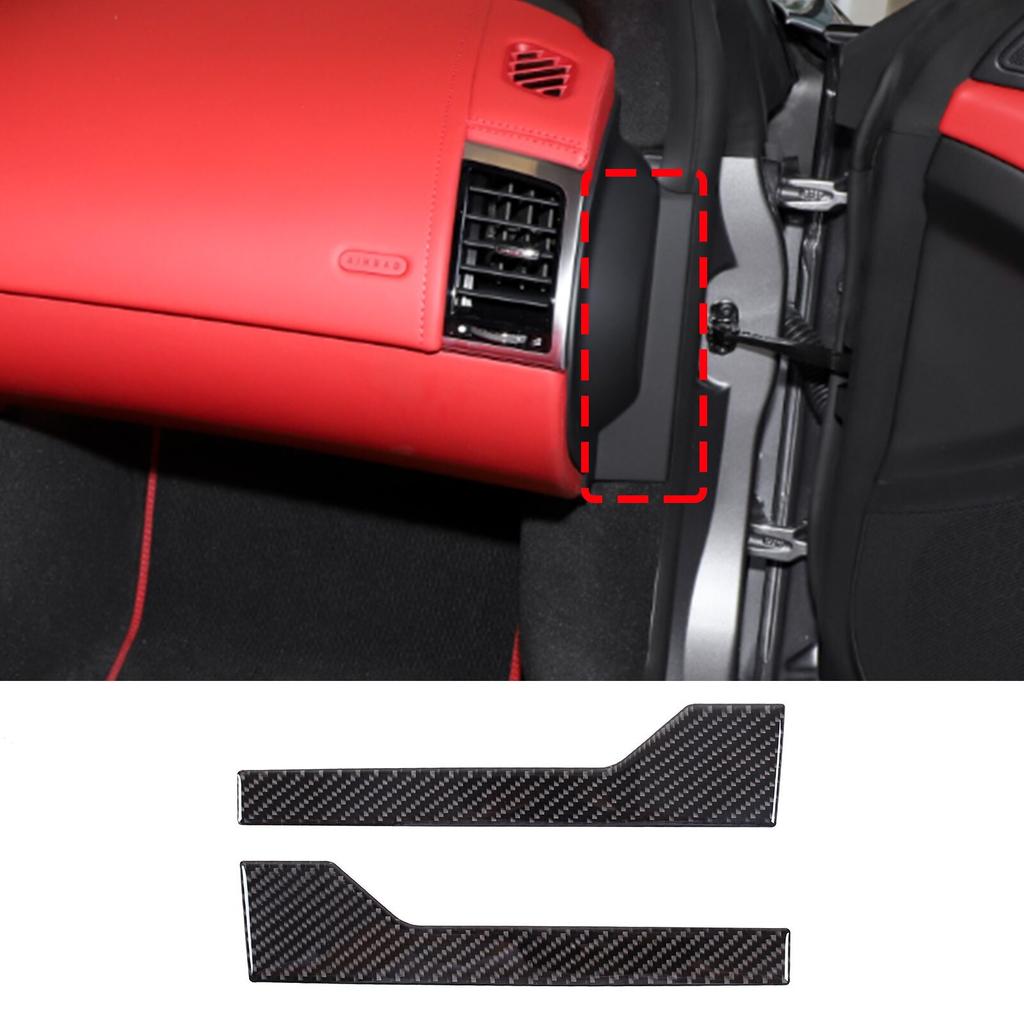2pcs Real Carbon Fiber Door Panel Cover Trim Sticker For Jaguar F-type 2013-