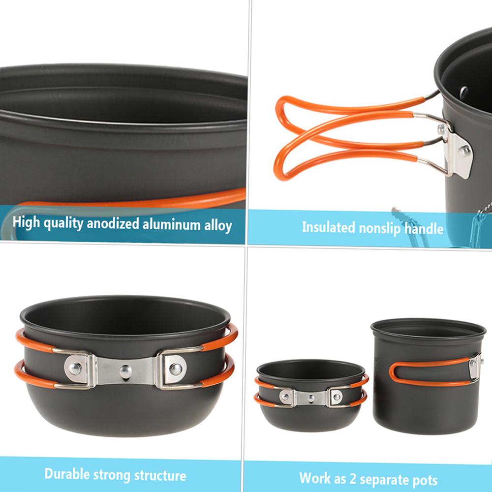 Outdoor Camping Hiking Cookware with Mini Camping Piezoelectric Ignition Stove Backpacking Cooking