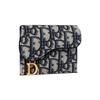 Dior Classic Oblique Embroidered Flap Slim Leather Card Holder Women Accessories Denim-Blue S5610CTZQ_M928