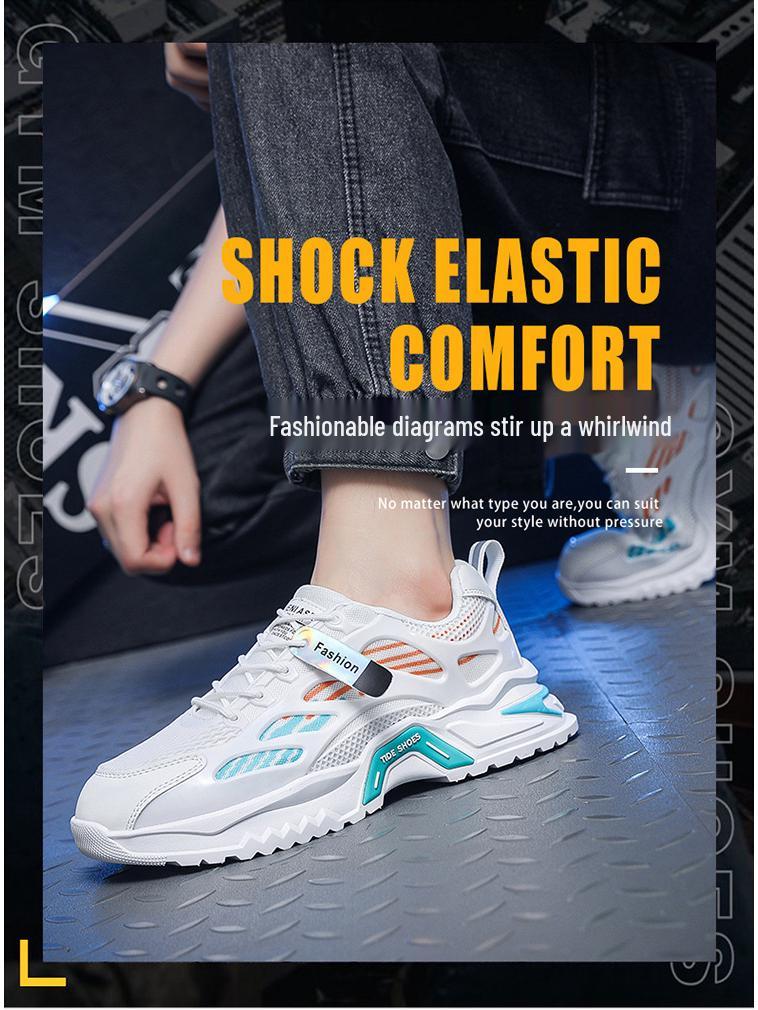 Men's Breathable Mesh Sports Shoes: Trendy, Versatile, Thick-Soled Casual Running Shoes