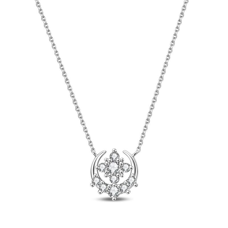 925 Silver Diamond Pendant Necklace Shiny Key Gem Heart Shaped Pearl Cross Lucky Chain for Women Fine Jewelry Gifts