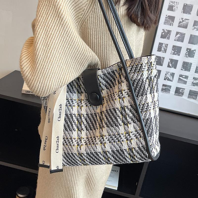 Tote Bag Women'S Bag One-Shoulder Large Capacity High-End Sense Versatile Canvas Large Bag Commuter Bag Bag