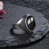 Silver Rings Large Natural 10x14MM Black Agate Ring for Women Men Silver Party Jewelry Tiger Eye Turquoise Lapis
