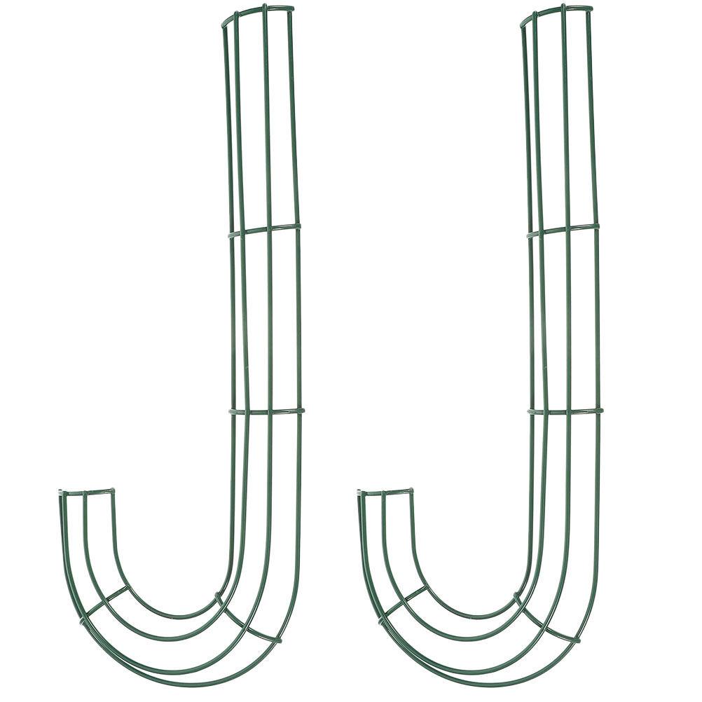2Pcs J-Shaped Candy Cane Wreath Frame Iron Metal DIY Christmas Wreath Ring for Indoor Outdoor Decor Holiday Party Crafting
