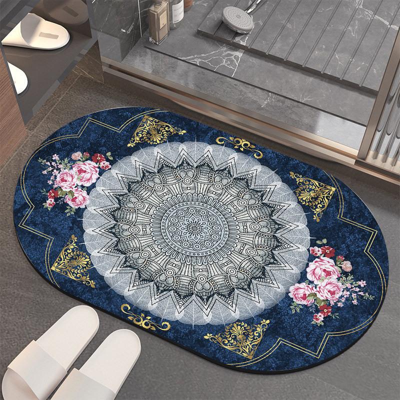 Oval Shaped Floor Mat Kitchen Carpet Bathroom Entrance Bathroom Dirt Resistant Mat Floor Mat