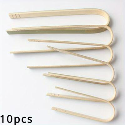 10pcs Mini Bamboo Disposable Bread Tongs Toast Tongs Disposable Cooking Tongs Food Serving Clips For Hotel/Restaurant 25g/35g/50g/65g